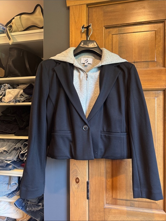 LOFT Jackets & Blazers - LOFT Black Blazer with Light Gray Hooded Layer like new never- XS